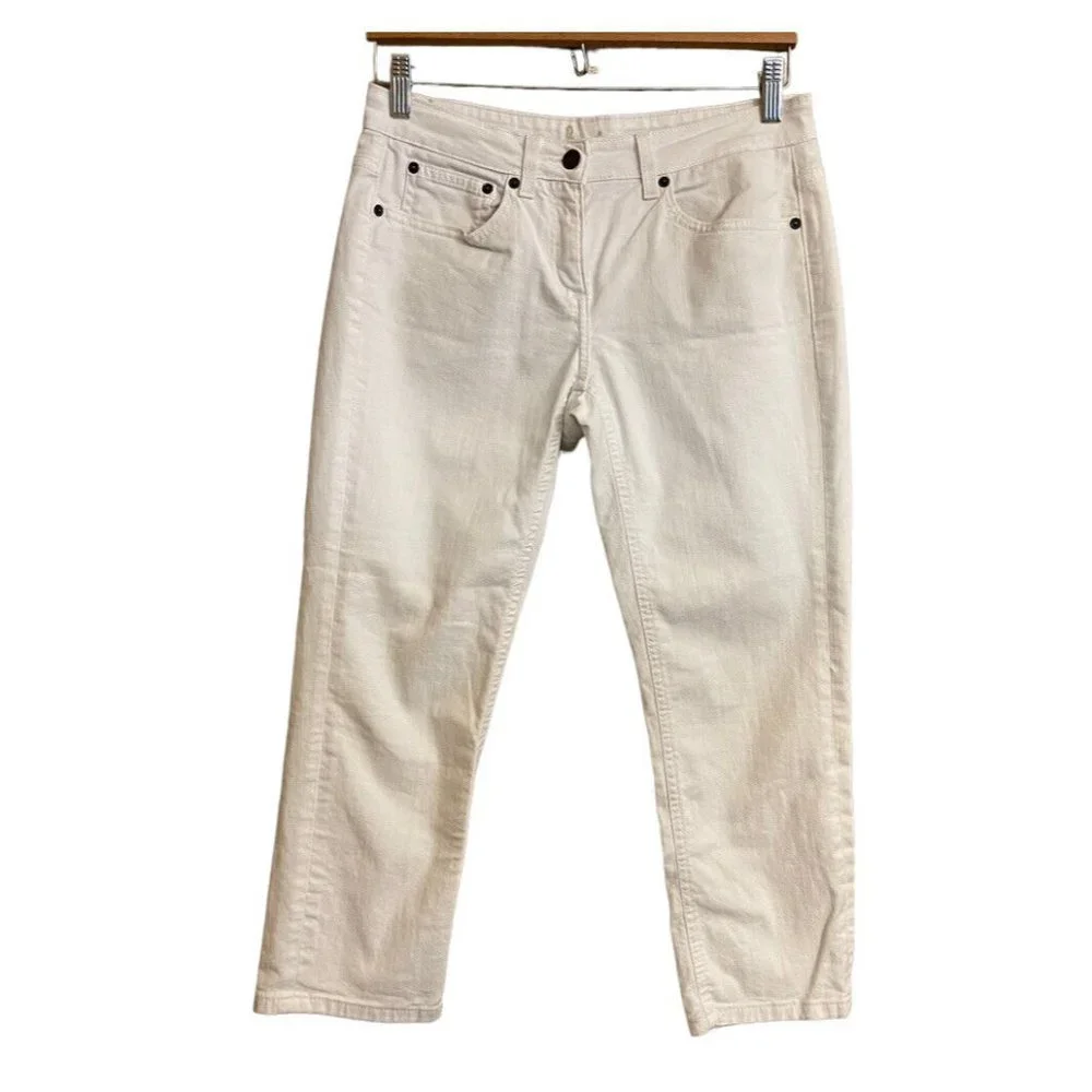 Boden Women Cropped White Jean 6P Solid Summer Denim Luxe Stretch Casual Preppy - Picture 2 of 13